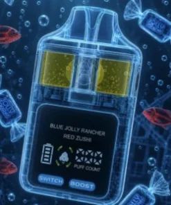 Arcadia Fusion X-Ray Edition Blue Jolly Rancher x Red Zushi cannabis product package with vibrant blue-red candy design