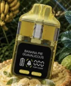 Arcadia Fusion X-Ray Edition Banana Pie x Guavalacious cannabis product package with tropical yellow-green design