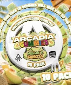 Arcadia Gummies Melon z Mimosa pack of 10 cannabis edibles packaging