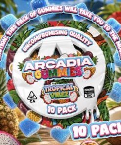 Arcadia Gummies Tropical Vibez pack of 10 cannabis edibles packaging